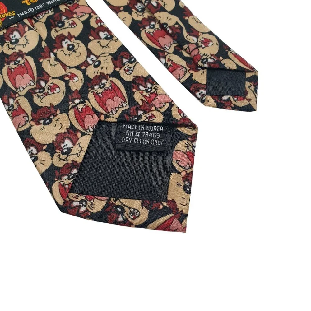 Looney Tunes Taz Junior Necktie 1997 Cartoon Novelty Skinny Slim Work Gift